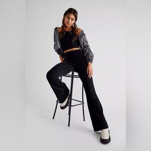 Free People Slim Pull-On Velvet Flare Pants